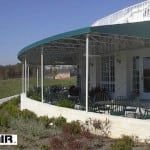 A large, curved awning.
