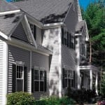 Fiber cement siding on single home.