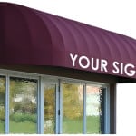 Awning with custom sign.