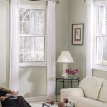 Double hung windows.