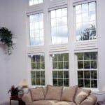 Double hung windows.
