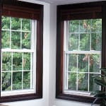 Double hung windows.