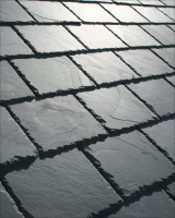 Slate roof tiles.